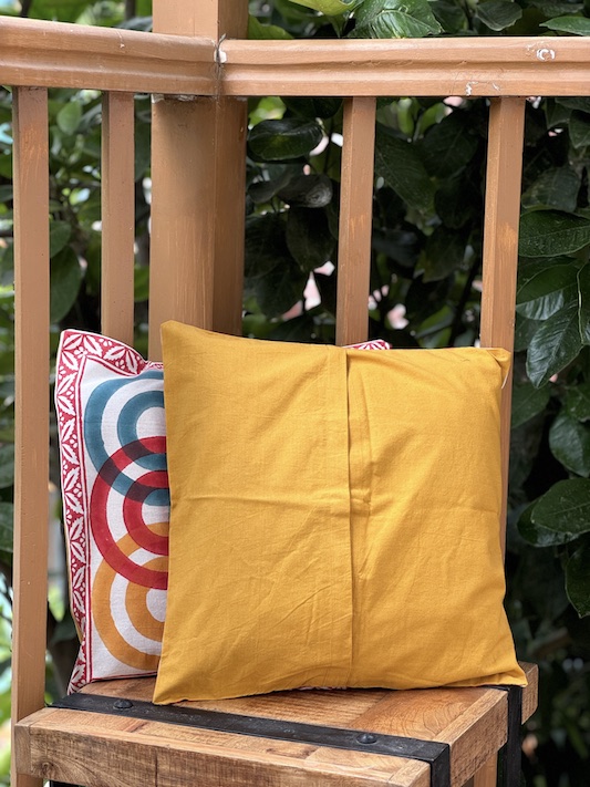 Ivory block printed cushion covers - set of 2