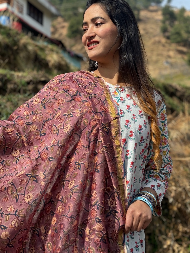 Mauve chanderi dupatta
