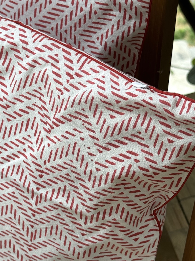 Ivory block printed cushion covers - set of 2