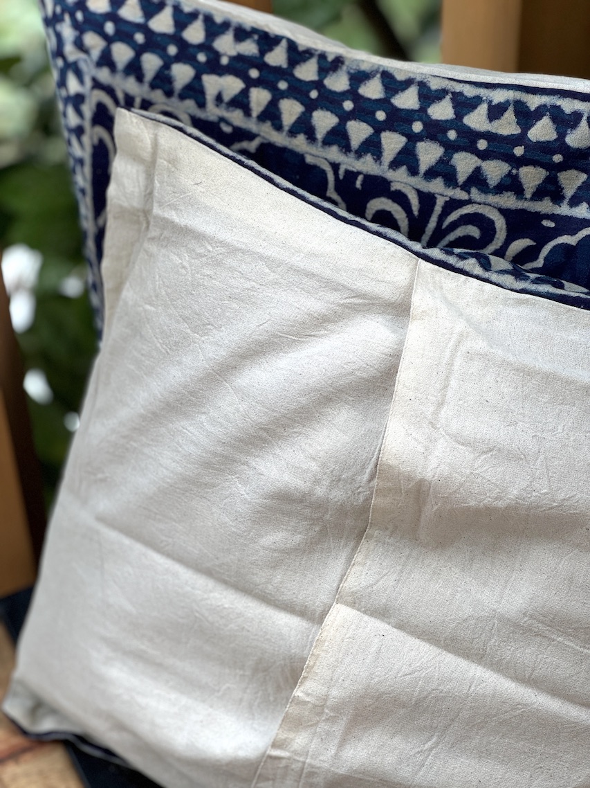Indigo block printed cushion covers - set of 2