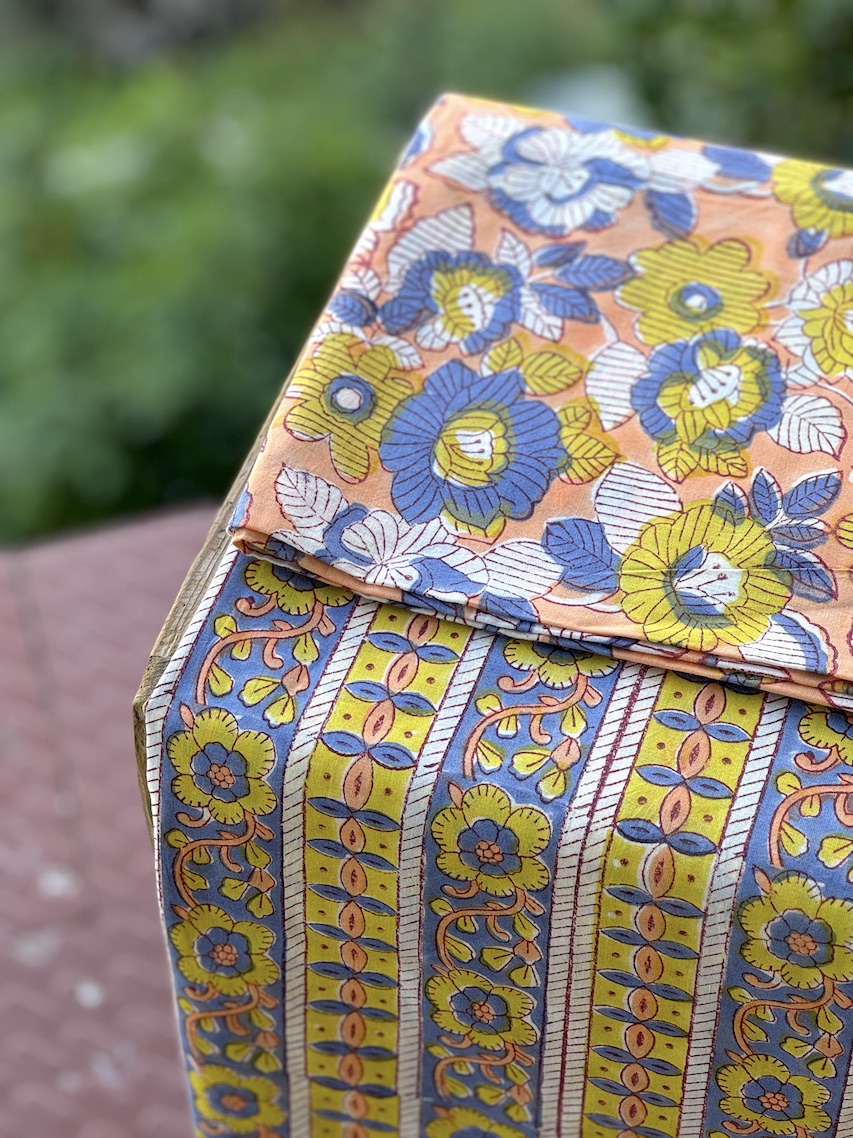 Peach blue kurta bottom set