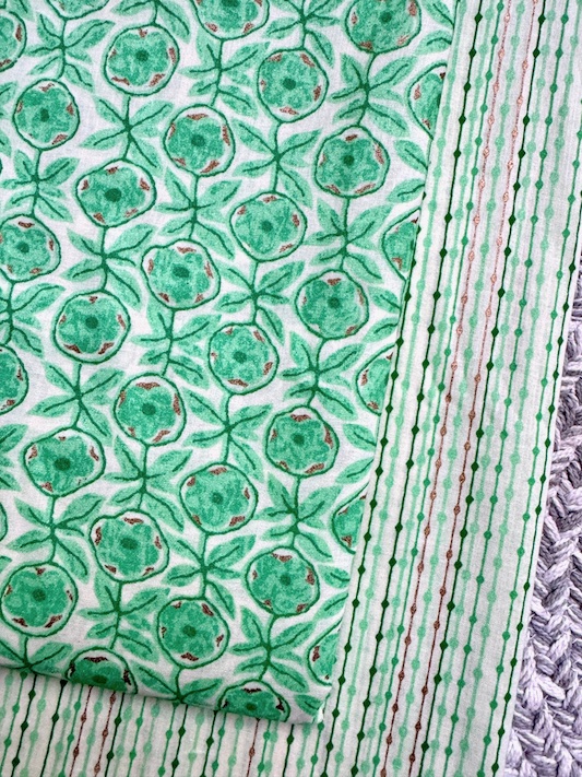 Sage green floral kurta bottom set