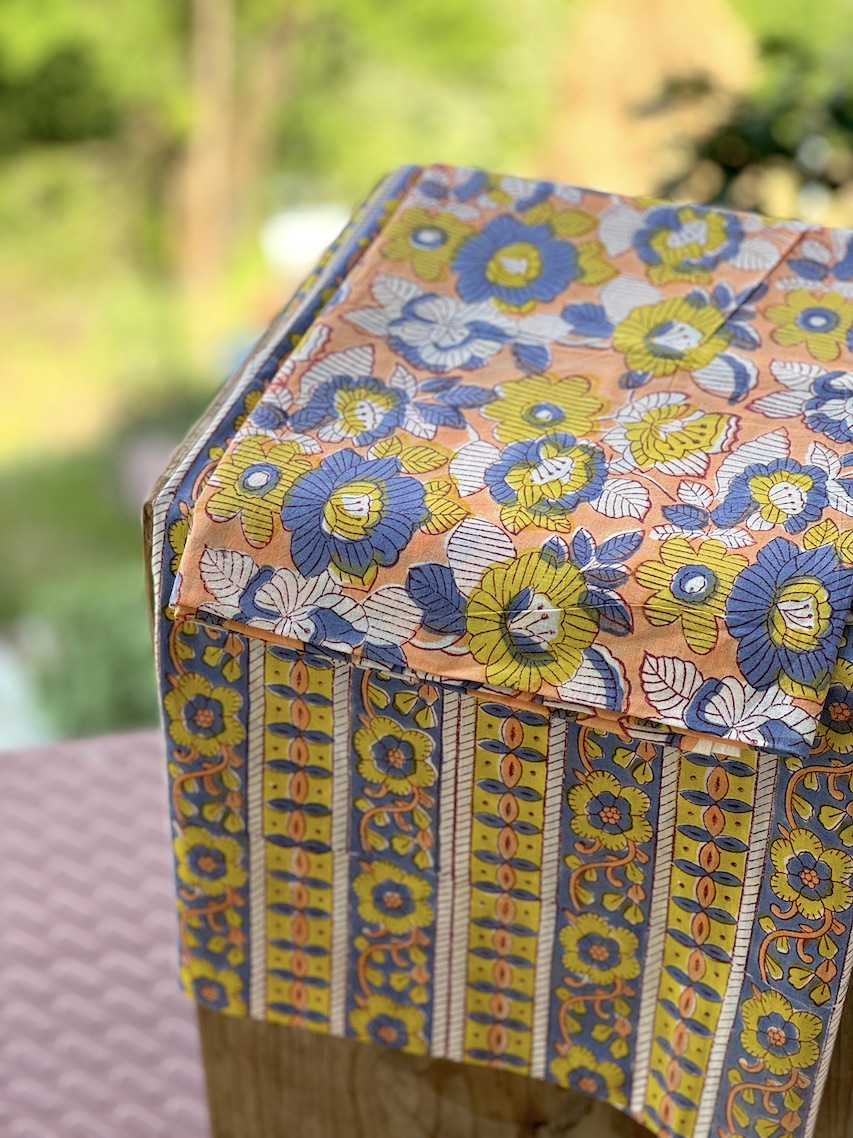 Peach blue kurta bottom set