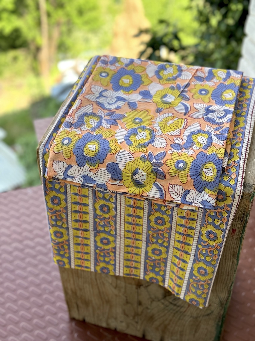 Peach blue kurta bottom set