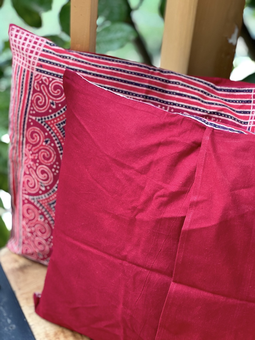 Winish maroon ajrakh printed cushion covers - set of 2