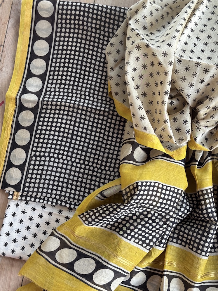 Handblocked chanderi suit 3