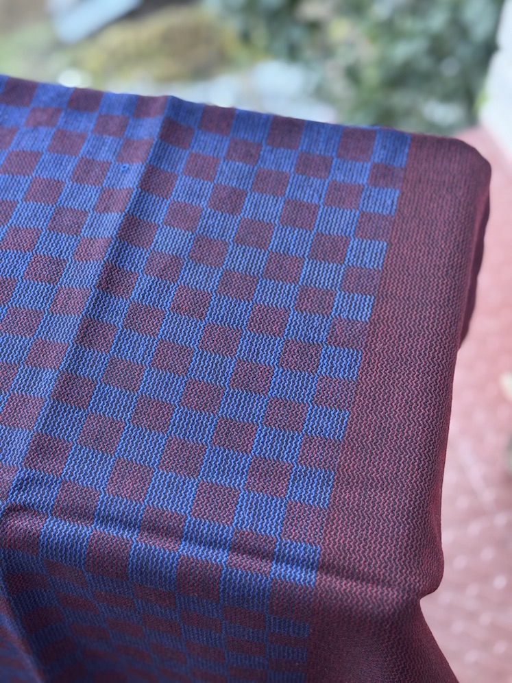 Maroon blue pure wool stole