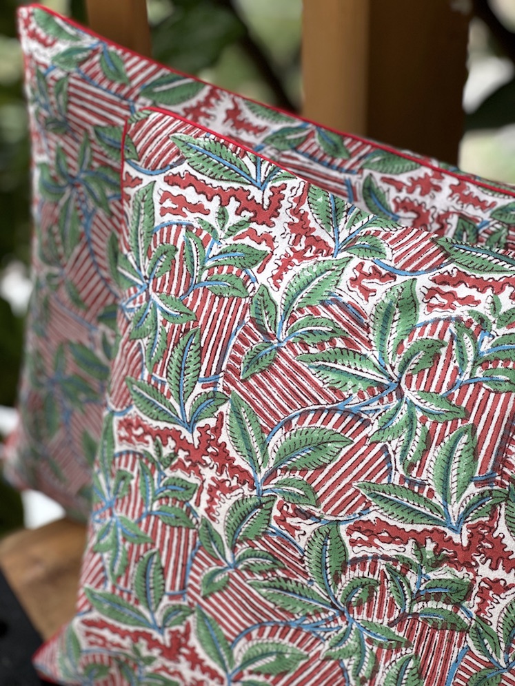 Garden block printed cushion covers - set of 2