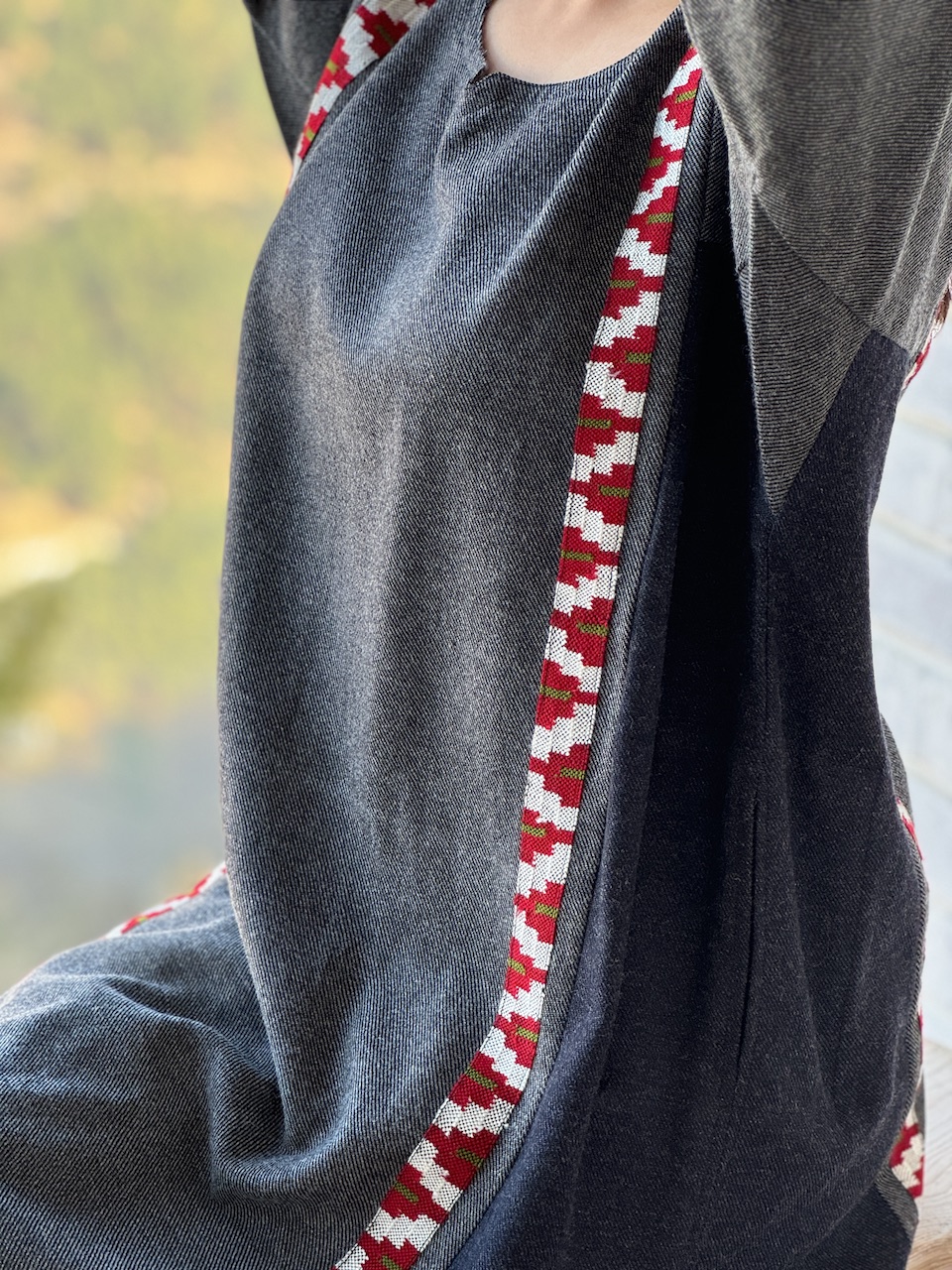 Grey pure wool Himachali pheran