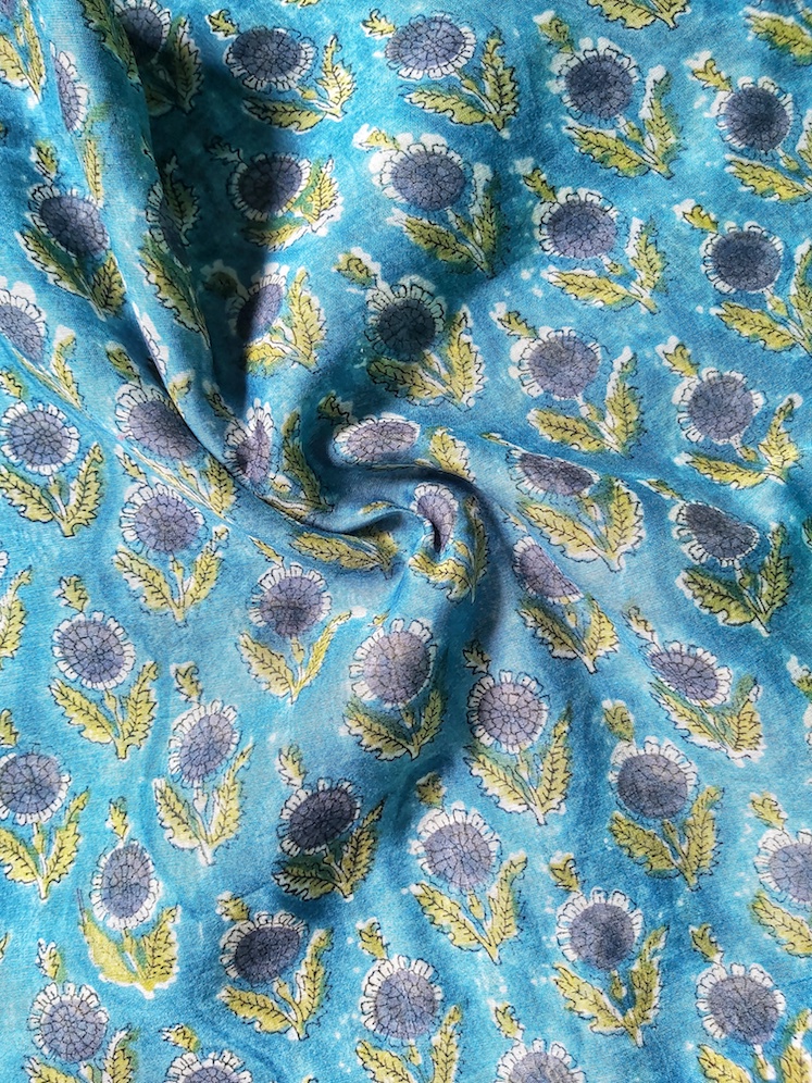 Sky blue chanderi blouse piece 150 meters