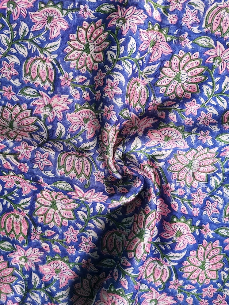 Blue chanderi blouse piece 98 cms