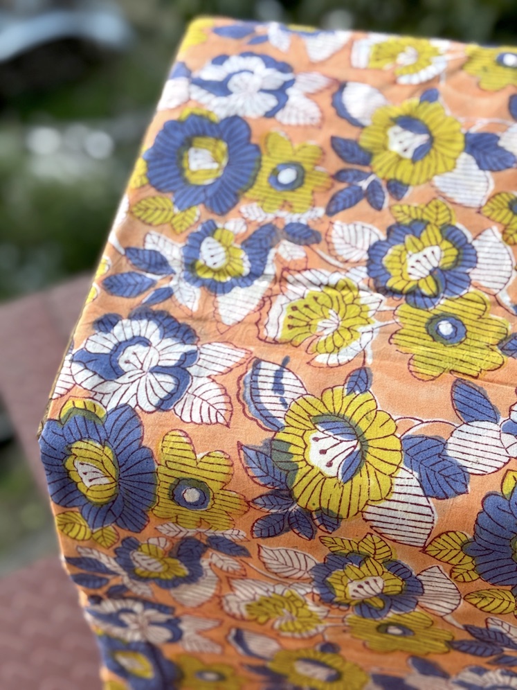 Handblocked cotton fabric