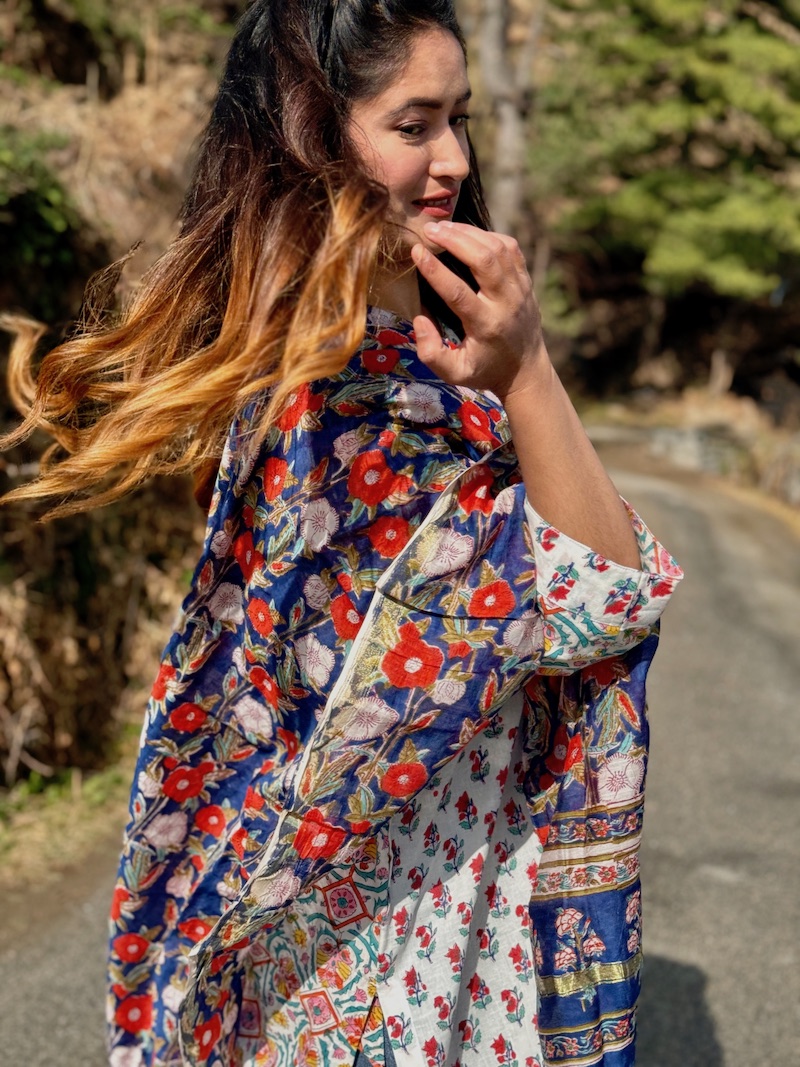 Blue chanderi dupatta