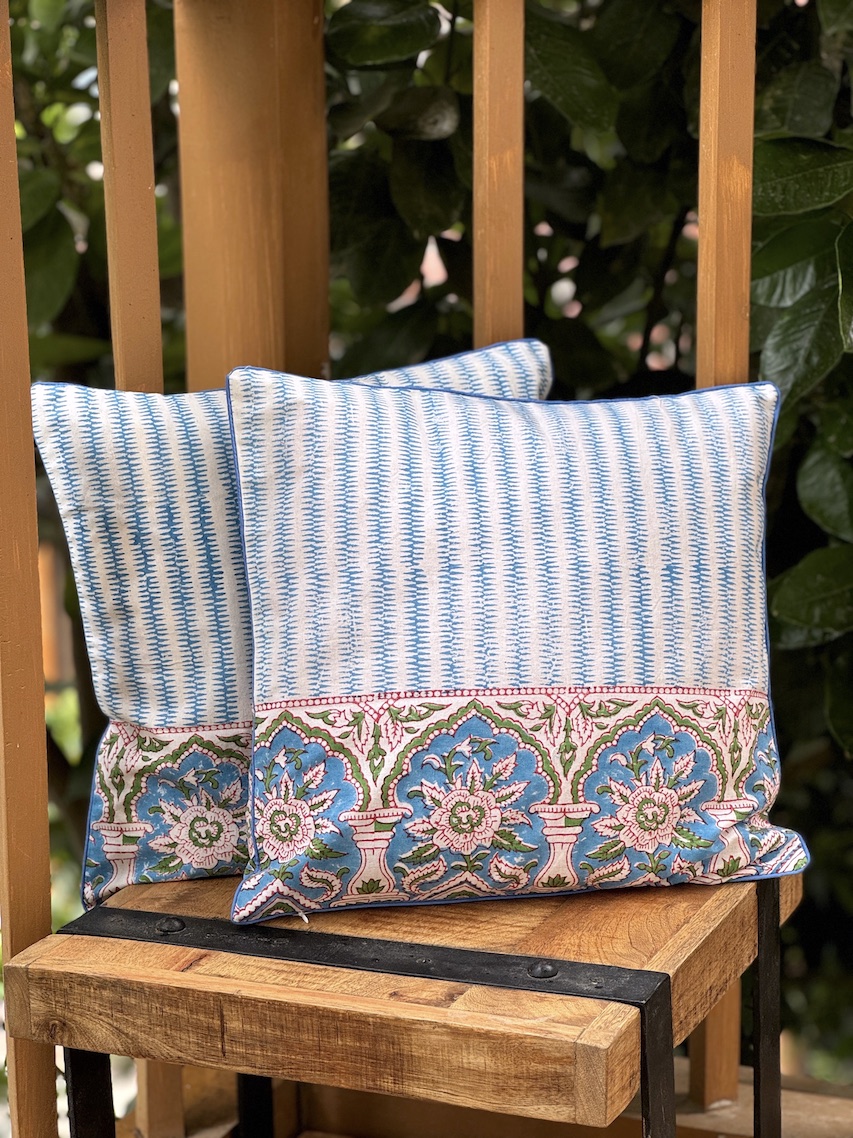 Mughal Block printed cushion covers - set of 2