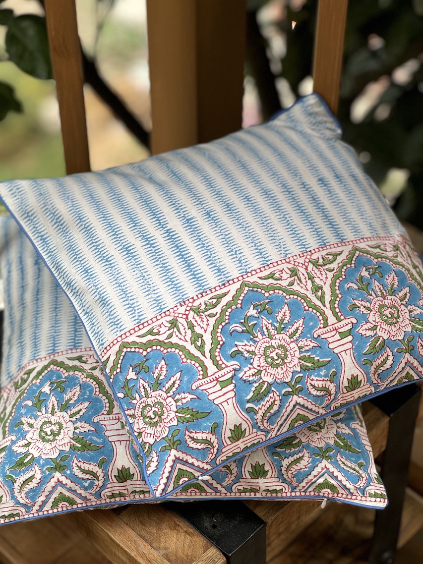 Mughal Block printed cushion covers - set of 2