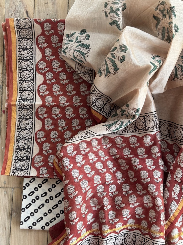 Image of Handblocked chanderi suit 4