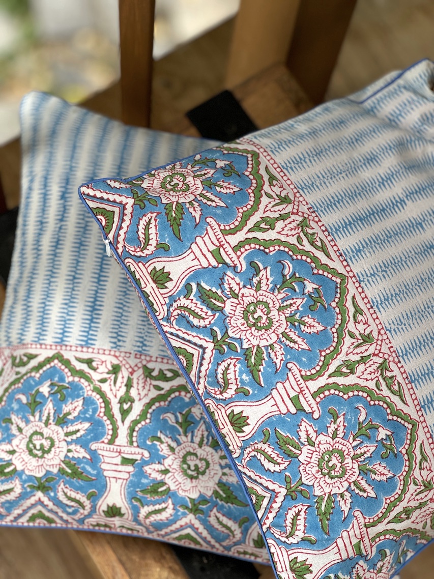 Mughal Block printed cushion covers - set of 2