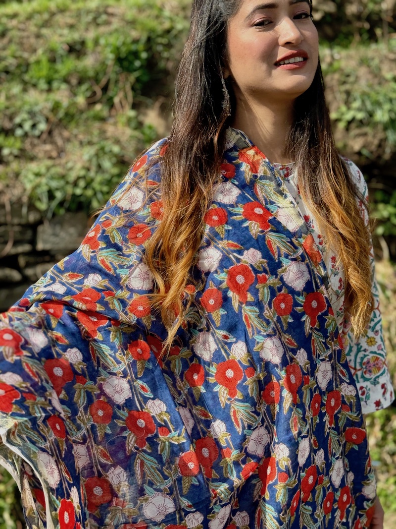 Blue chanderi dupatta