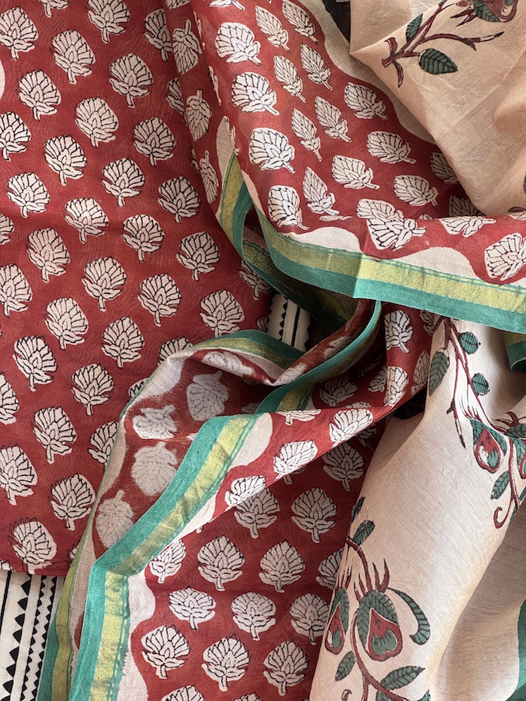 Handblocked chanderi suit 6