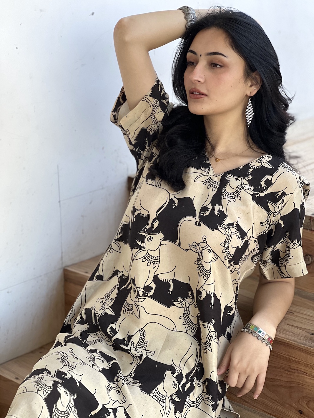 Black modal relaxed fit kurta