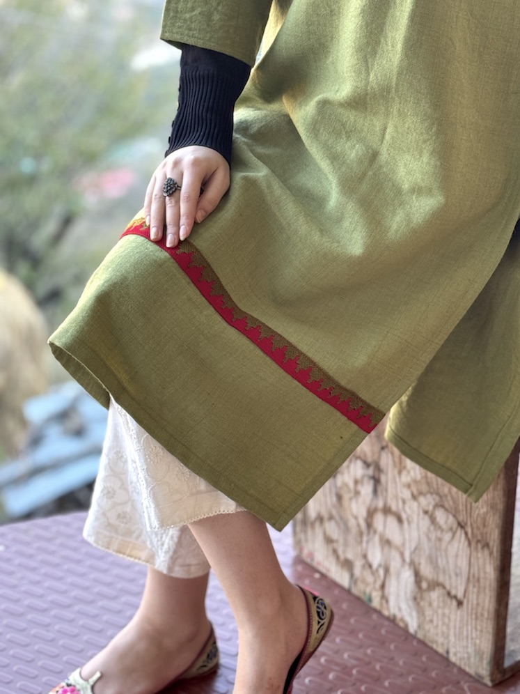 Pista green pure wool Himachali kurta