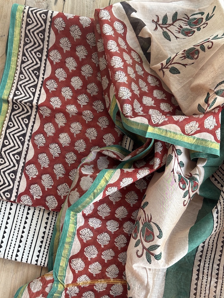 Handblocked chanderi suit 6
