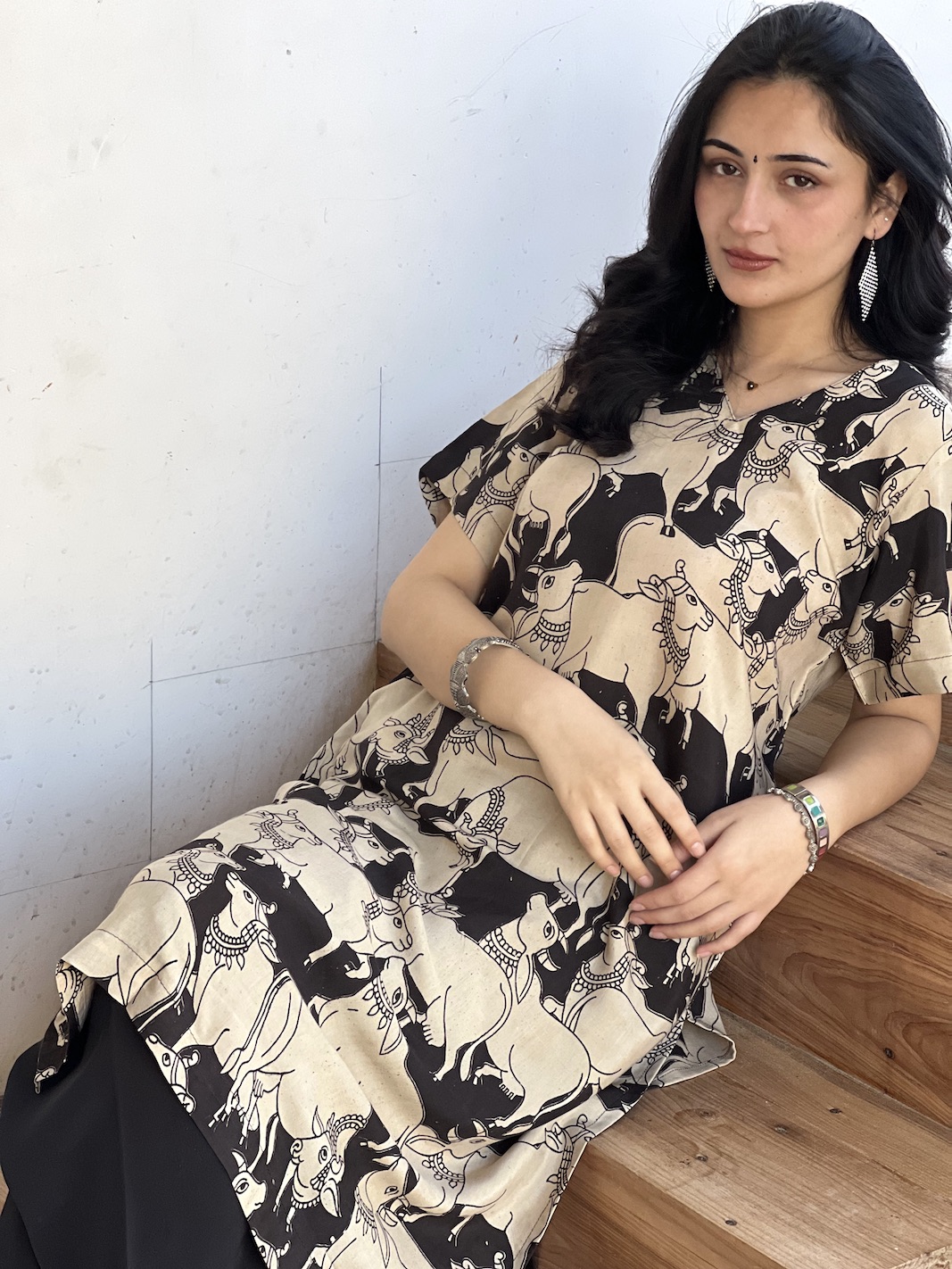 Black modal relaxed fit kurta