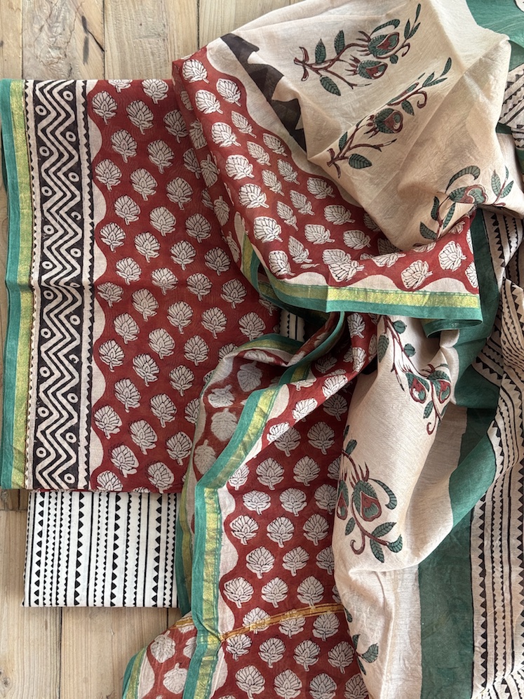 Handblocked chanderi suit 6