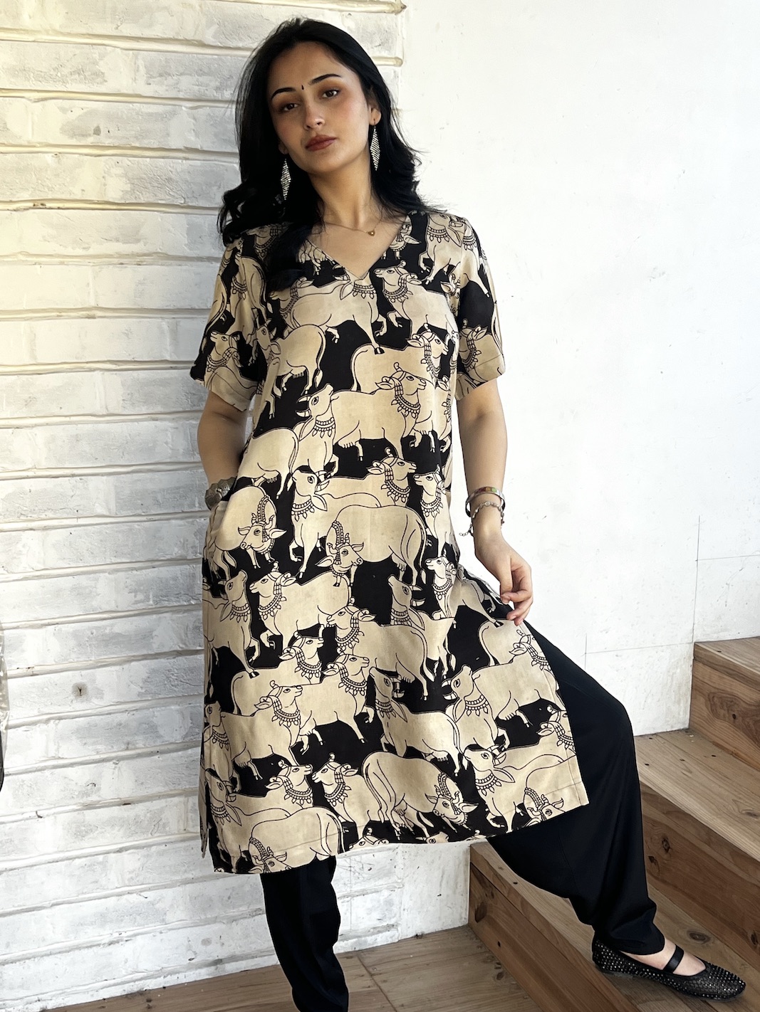 Black modal relaxed fit kurta