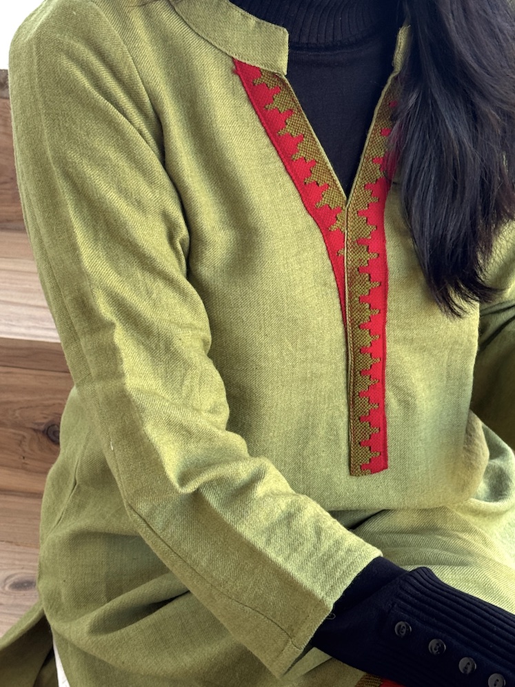 Pista green pure wool Himachali kurta