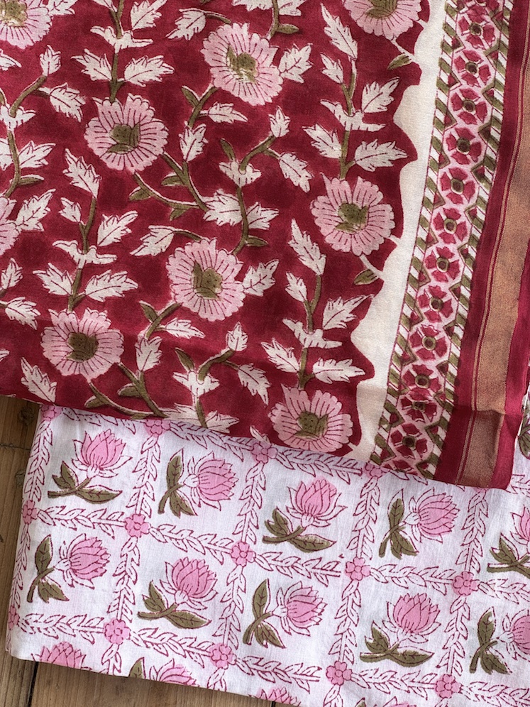 Handblocked chanderi suit 7