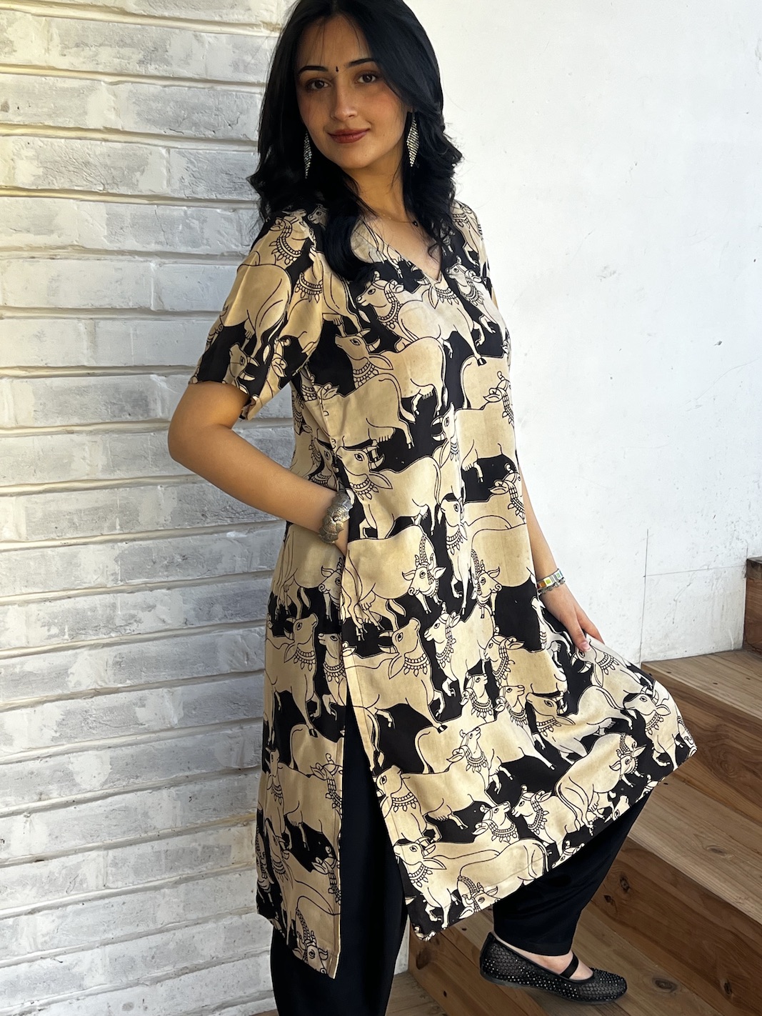 Black modal relaxed fit kurta