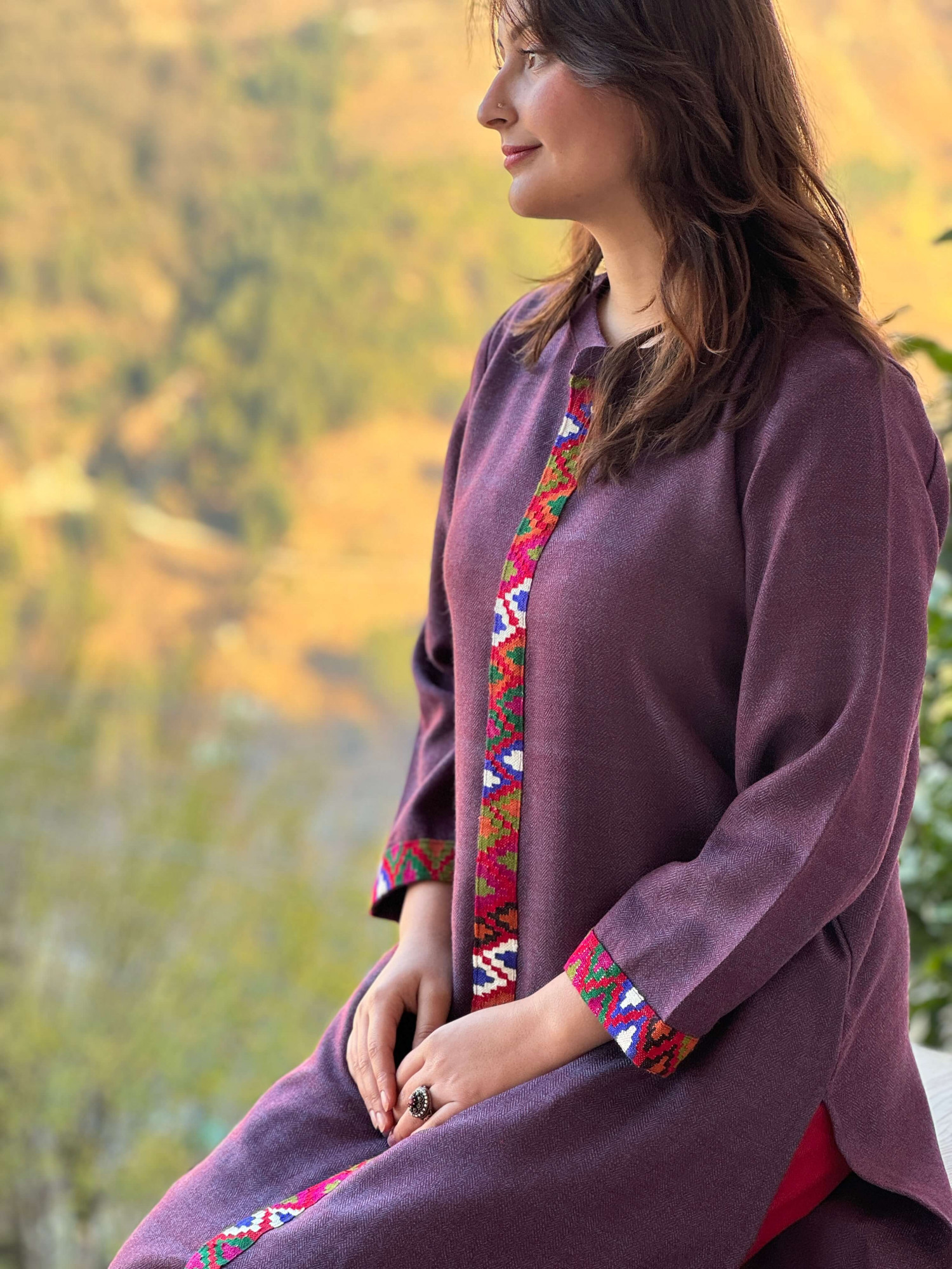 Purple dual tone Himachali kurta