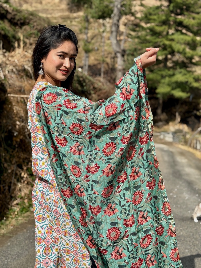 Teal green chanderi dupatta