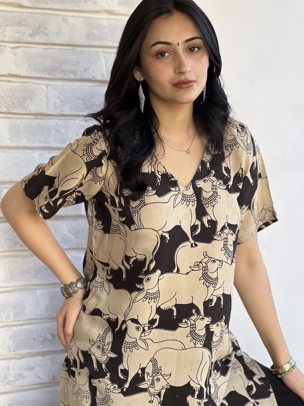 Black modal relaxed fit kurta