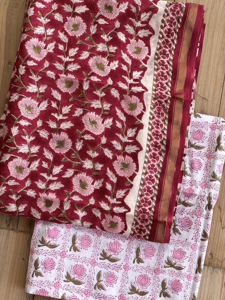 Handblocked chanderi suit 7
