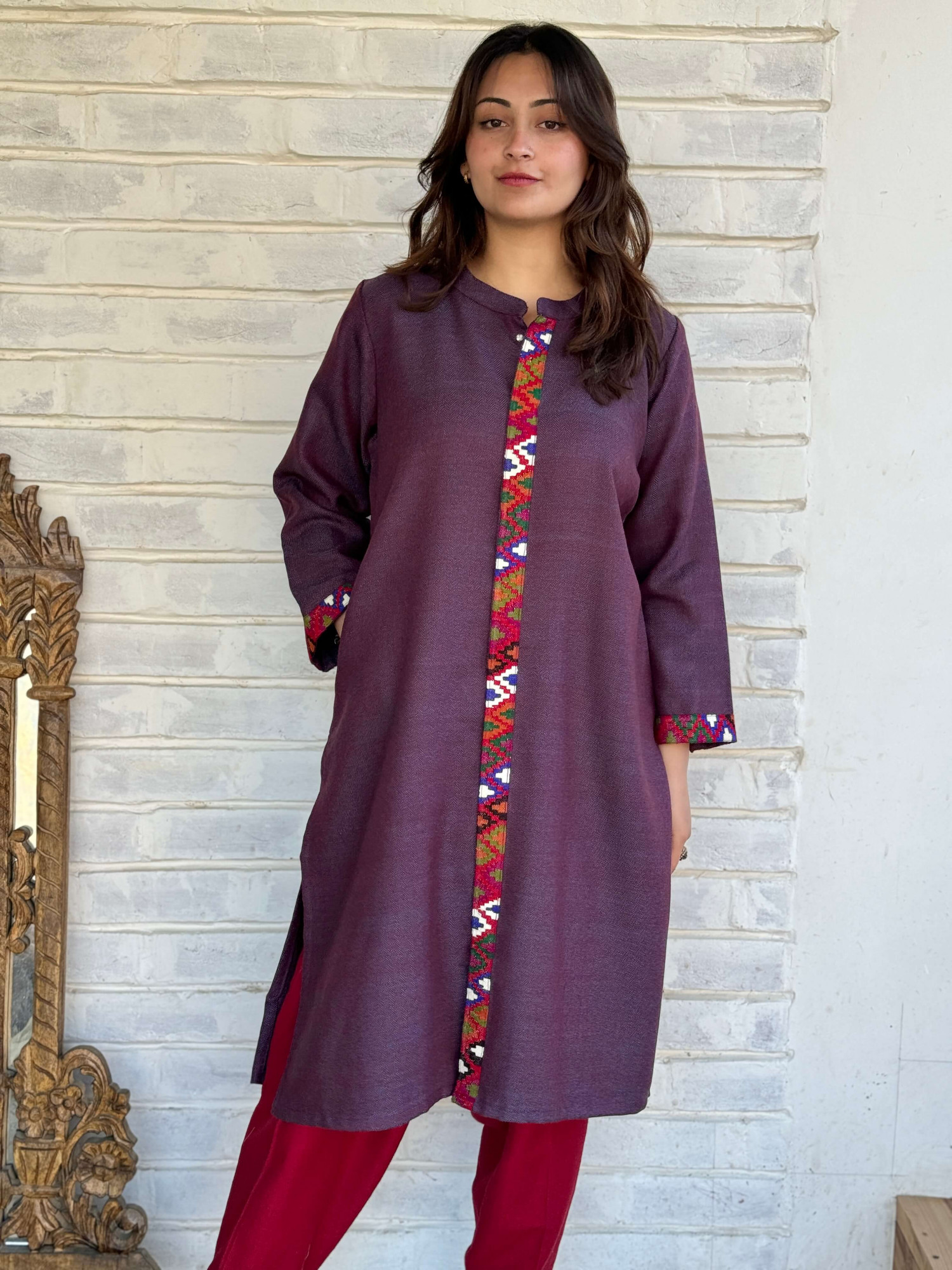 Purple dual tone Himachali kurta