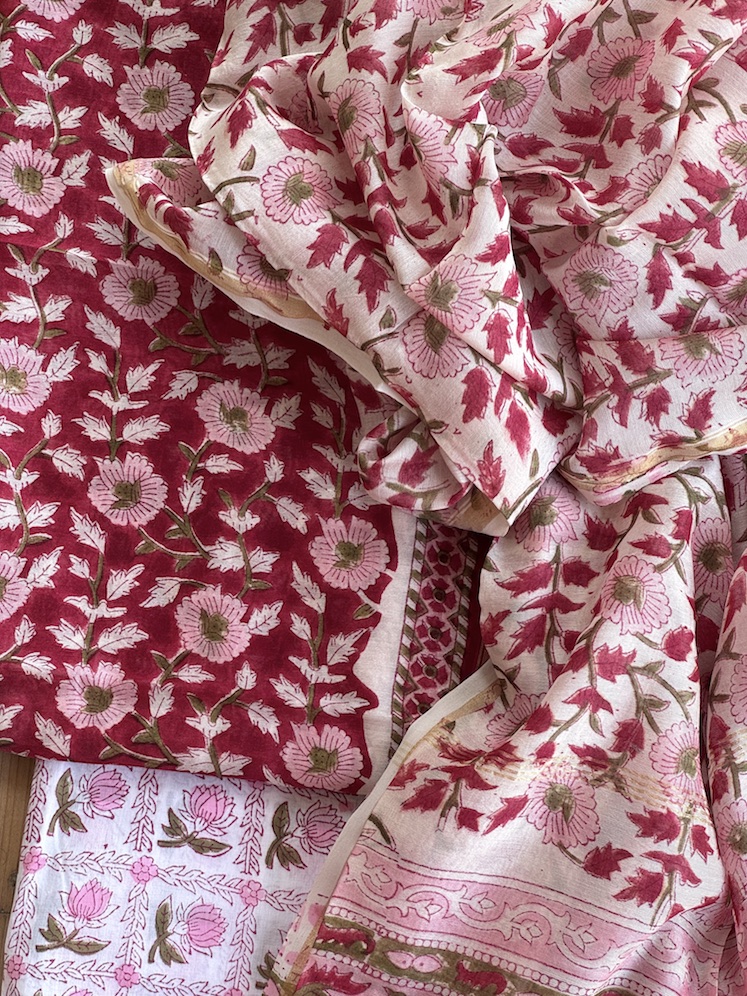 Handblocked chanderi suit 7