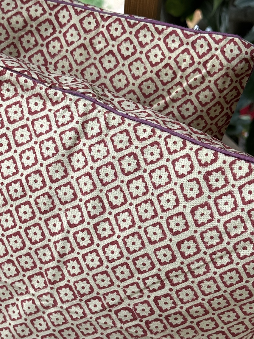 Beige block printed cushion covers - set of 2