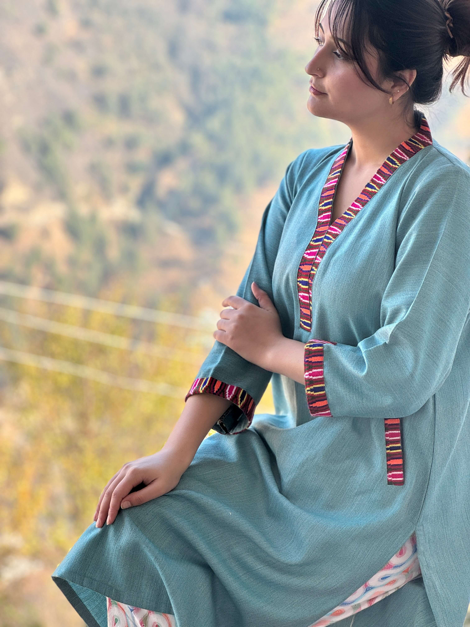 Sky blue Himachali kurta