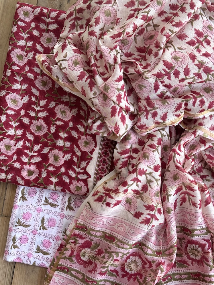 Handblocked chanderi suit 7