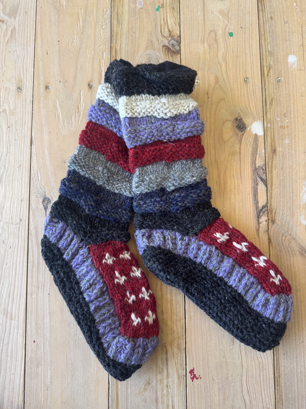 Long Sheep wool socks with fleece lining 19