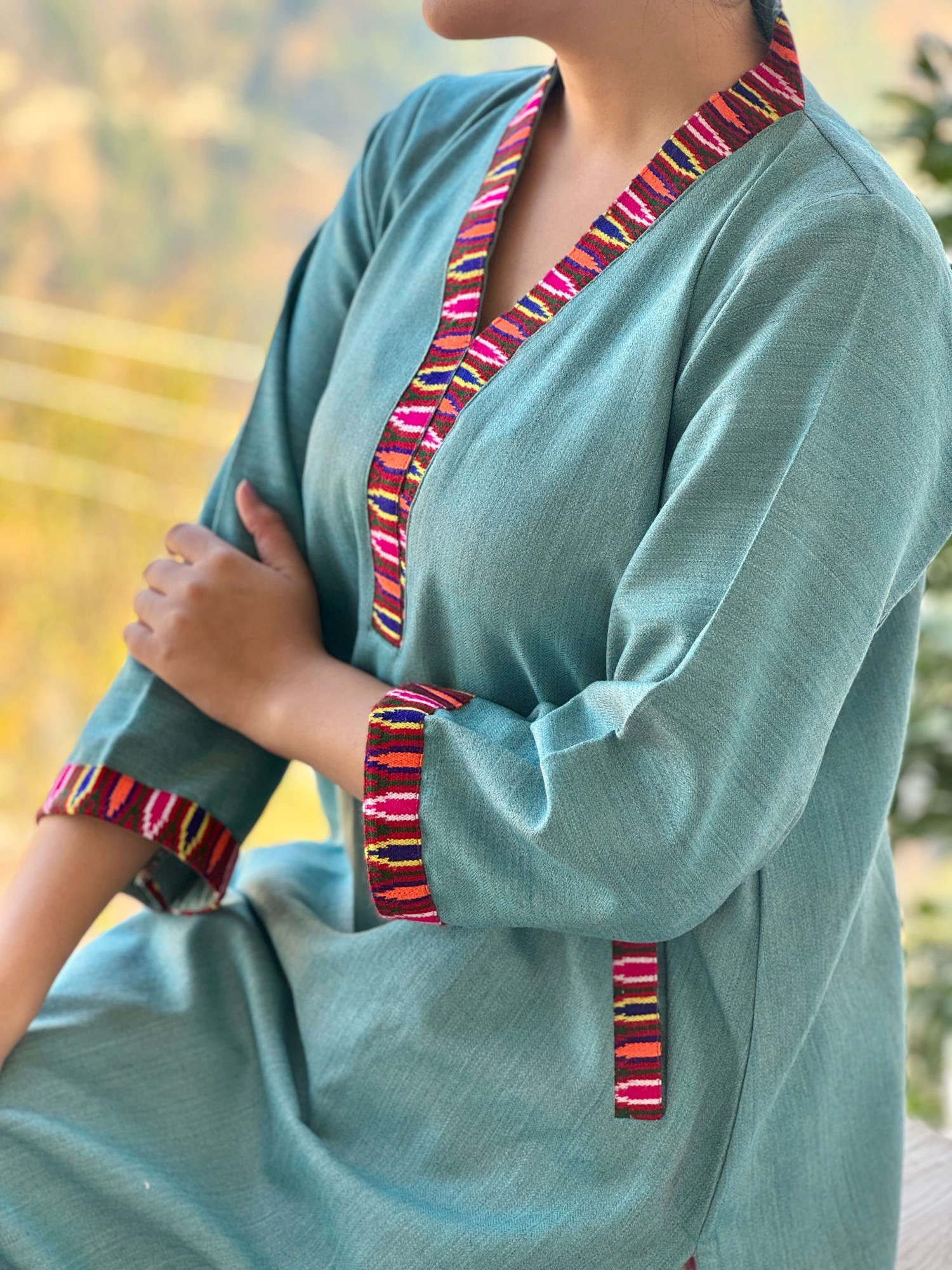 Sky blue Himachali kurta