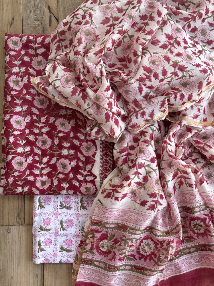 Handblocked chanderi suit 7