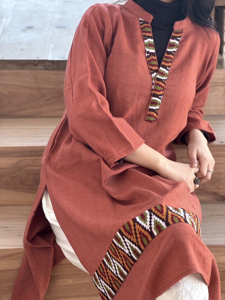 Rust pure wool Himachali kurta