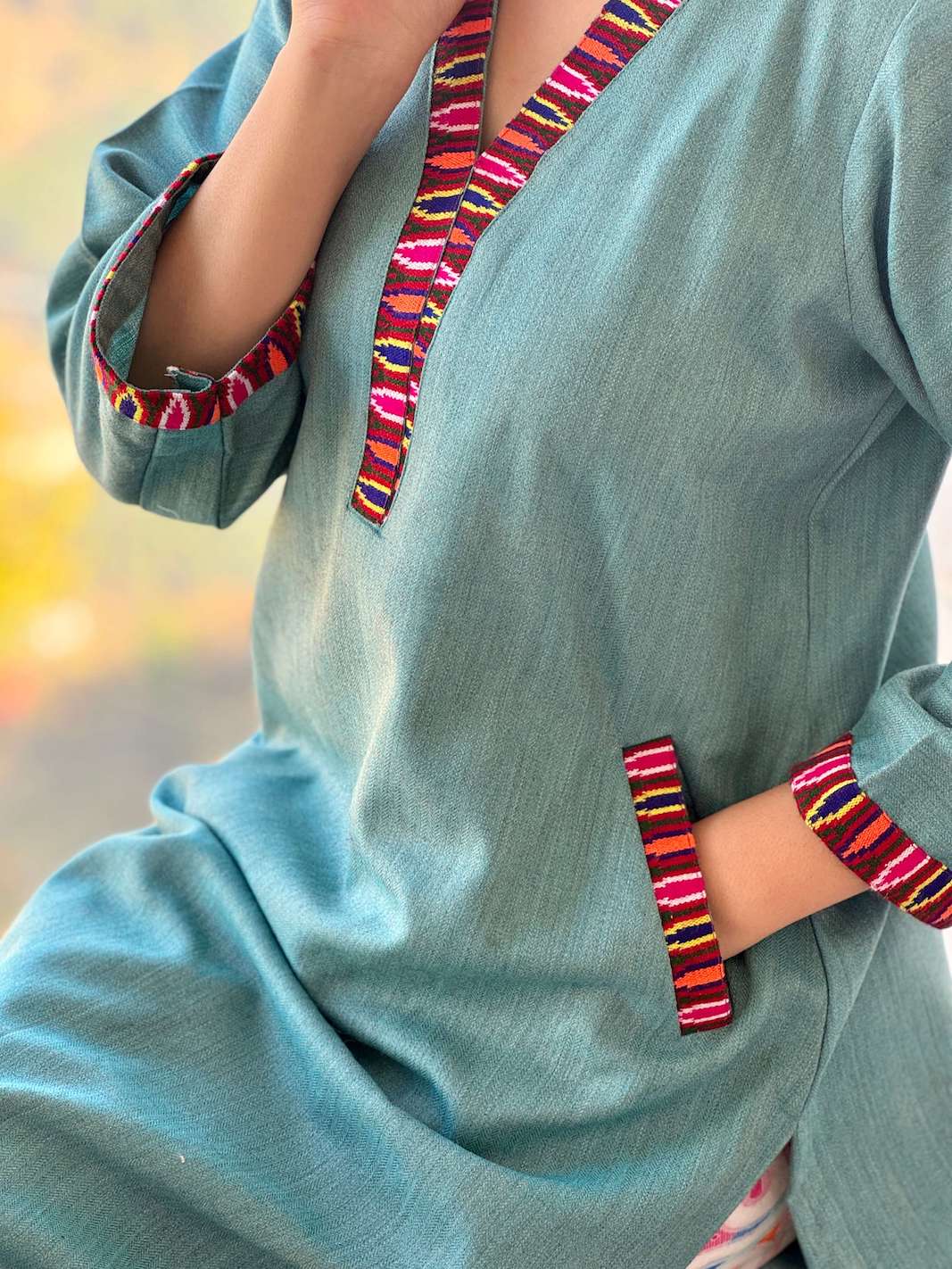 Sky blue Himachali kurta