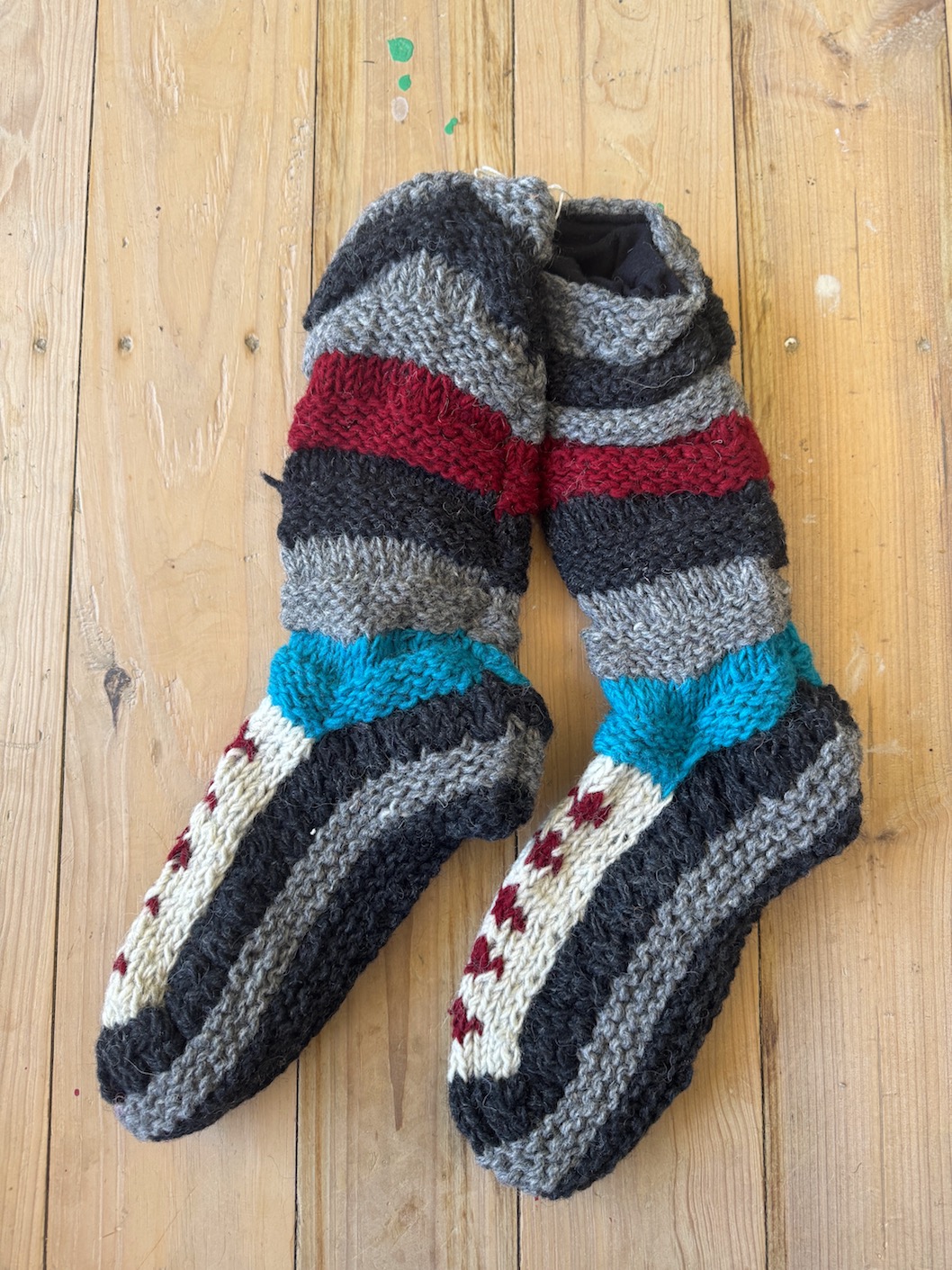 Long Sheep wool socks with fleece lining 16