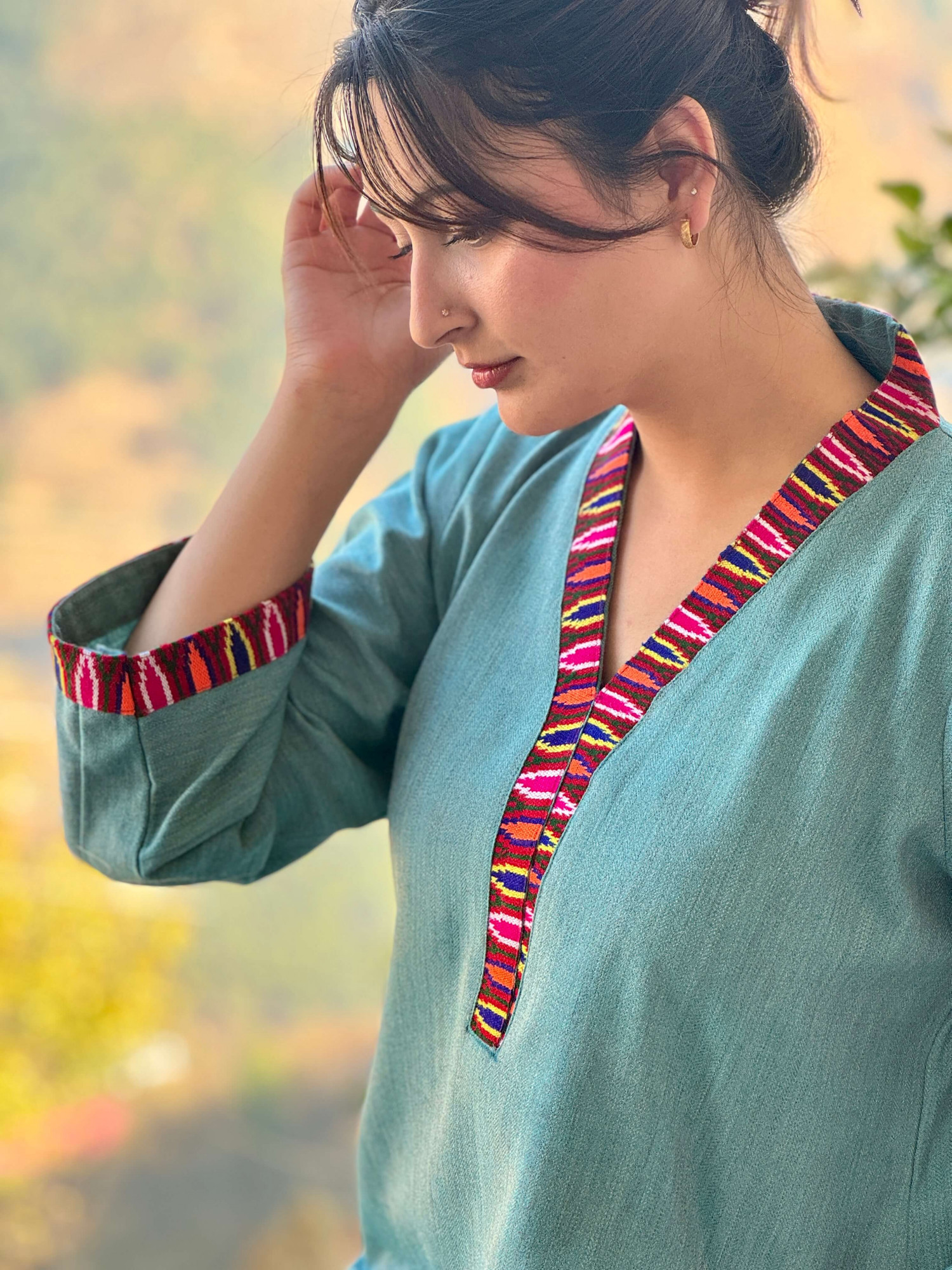 Sky blue Himachali kurta