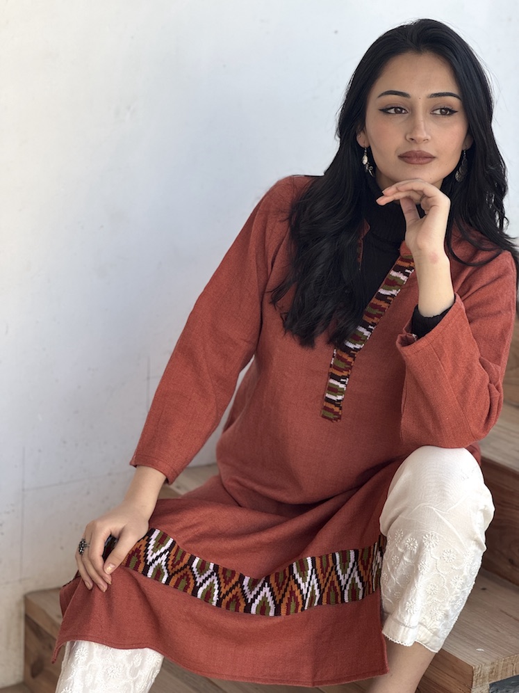 Rust pure wool Himachali kurta