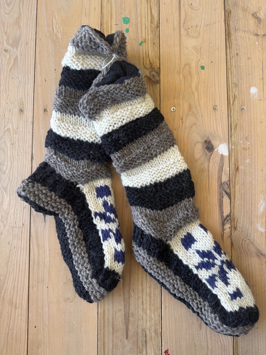 Long Sheep wool socks with fleece lining 15